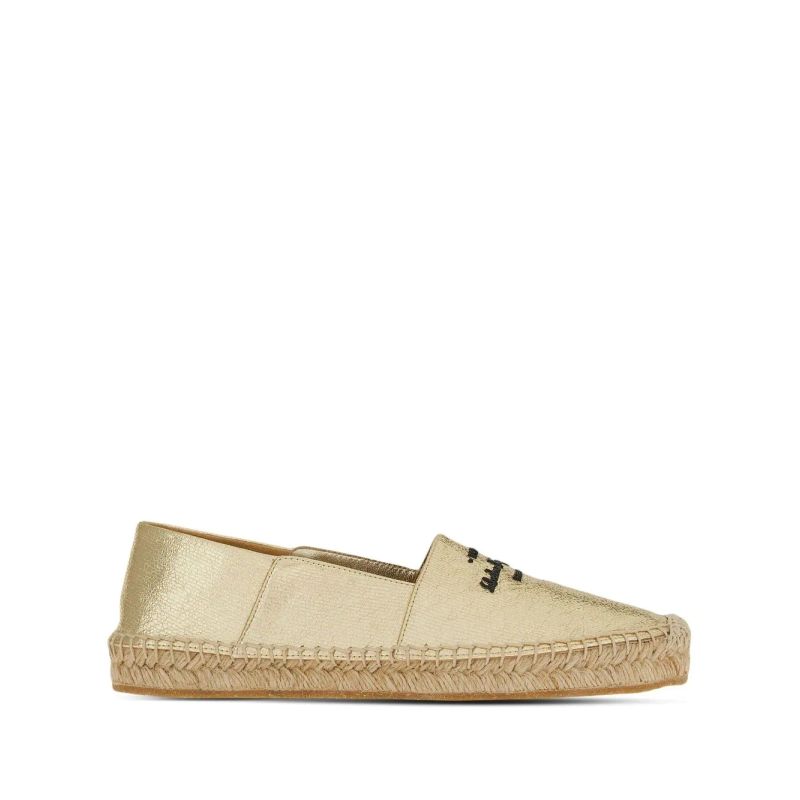 Ferragamo Logo-Embroidered Metallic Espadrilles